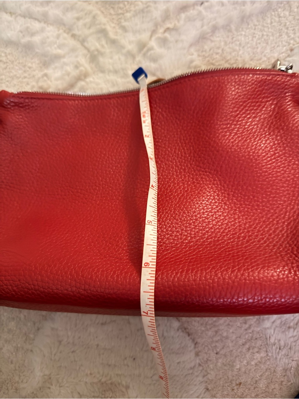 Valentina Red Pebbled Leather Zip Clutch